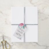 Elegantes Drehbuch Rosa Rosa Blütenblüte Hochzeit Geschenkanhänger (Mit Garn)