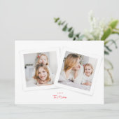 Elegantes Drehbuch Rot & Weiß JOY Weihnachten 3 Fo (Stehend Vorderseite)