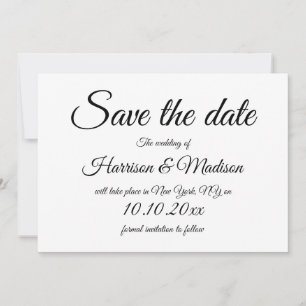 Elegantes Drehbuch Schwarz-Weiß Hochzeit Gerettet  Save The Date