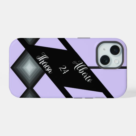 Elegantes Drehbuch Seine Brautgroom-Hochzeitsfeier iPhone 15 Hülle (Rückseite (Horizontal))