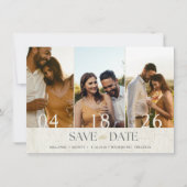 Elegantes Drei-Foto-Hochzeit speichern Sie das Dat Save The Date (Vorderseite)