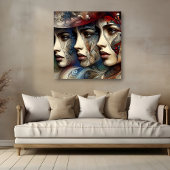 Elegantes Drei-Frauen-Faces-Profil Poster