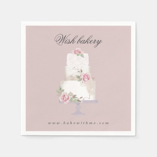 elegantes, dreistufiges Hochzeitstorte-Monogramm Serviette (Vorderseite)