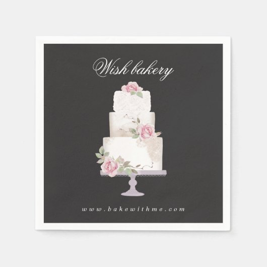 elegantes, dreistufiges Hochzeitstorte-Monogramm Serviette (Vorderseite)