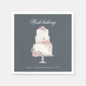 elegantes, dreistufiges Hochzeitstorte-Monogramm Serviette (Vorderseite)