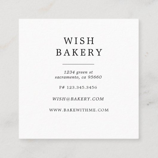 elegantes, dreistufiges Kuchengebäck Quadratische Visitenkarte (Rückseite)