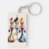 Elegantes Dressing Girls Brautparty Schlüsselanhänger (Rückseite)