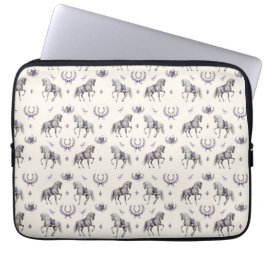 Elegantes Dressurpferd und Hufeisen Aquarell Laptopschutzhülle