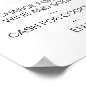 Elegantes Drink Menu Wedding Sign Custom Poster (Ecke)