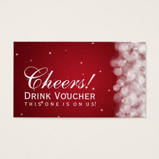 Elegantes Drink Voucher Party Sparkle Rot (Vorderseite)