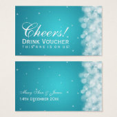 Elegantes Drink Voucher Party Sparkle Türkis (Vorne & Hinten)