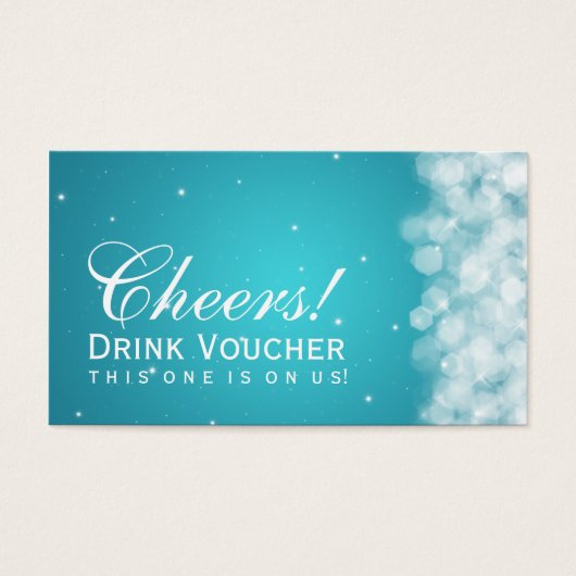 Elegantes Drink Voucher Party Sparkle Türkis (Vorderseite)