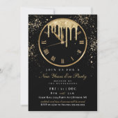 Elegantes Dripping Clock Silvester Party Einladung (Vorderseite)