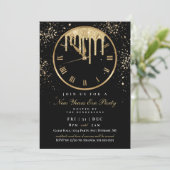 Elegantes Dripping Clock Silvester Party Einladung (Stehend Vorderseite)