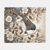 Elegantes Dunkeläugiger Junco Creme-Blumenmuster Fleecedecke (Vorderseite (Horizontal))