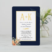 Elegantes, dunkelblau 5" x 7" Foil Einladung (Stehend vorne)