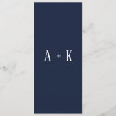 Elegantes, dunkelblau blühendes Hochzeitsprogramm Programm (Rückseite)