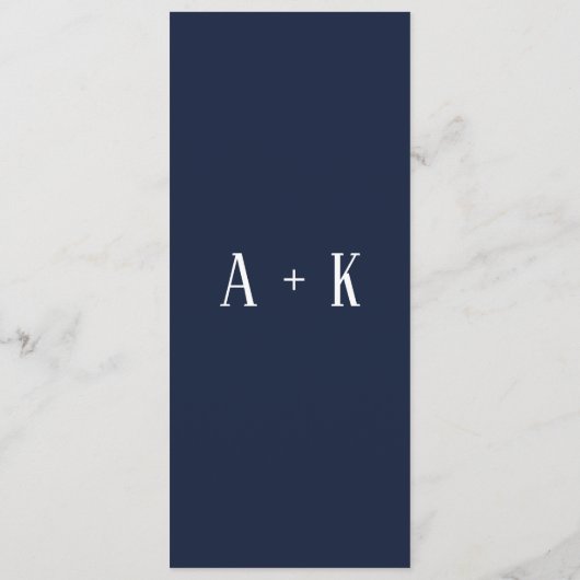 Elegantes, dunkelblau blühendes Hochzeitsprogramm Programm (Rückseite)