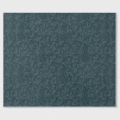 Elegantes, dunkelblau Vintages Blumendesign Geschenkpapier (Flach)