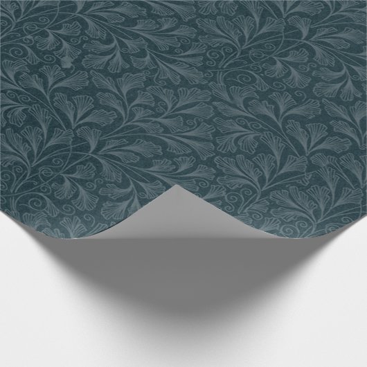 Elegantes, dunkelblau Vintages Blumendesign Geschenkpapier (Ecke)