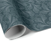 Elegantes, dunkelblau Vintages Blumendesign Geschenkpapier (Rolleneckpunkt)