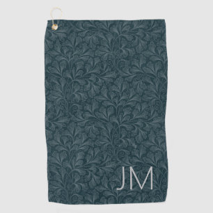 Elegantes, dunkelblau Vintages Blumendesign Golfhandtuch