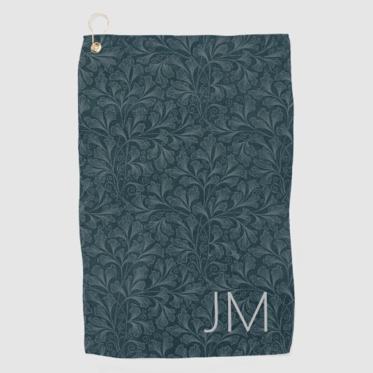 Elegantes, dunkelblau Vintages Blumendesign Golfhandtuch (Vorderseite)