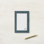 Elegantes, dunkelblau Vintages Blumendesign Post-it Klebezettel (Auf Schreibtisch)