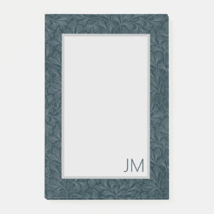 Elegantes, dunkelblau Vintages Blumendesign Post-it Klebezettel