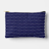 Elegantes dunkelblau-weißes Polka-Dot-Muster Zubehörtasche (Vorderseite)