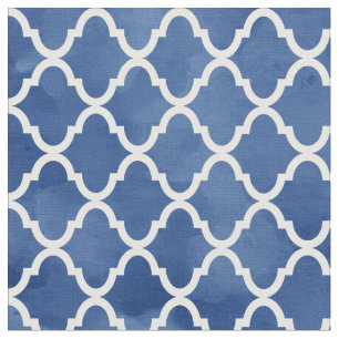 Elegantes dunkelblaues Aquarell Quatrefoil Muster Stoff