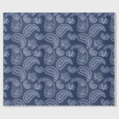 Elegantes dunkelblaues Paisley-Muster Geschenkpapier (Flach)