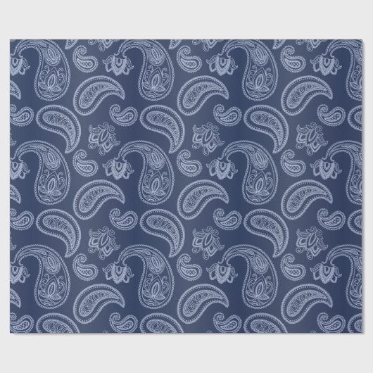 Elegantes dunkelblaues Paisley-Muster Geschenkpapier (Flach)