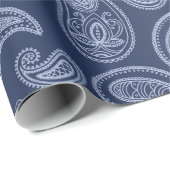Elegantes dunkelblaues Paisley-Muster Geschenkpapier (Rolleneckpunkt)