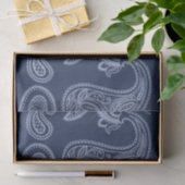 Elegantes dunkelblaues Paisley-Muster Seidenpapier (Geschenk)
