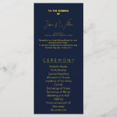 Elegantes dunkelblaues und goldenes Hochzeitsprogr Programm (Vorderseite)