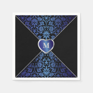 Elegantes dunkelblaues und schwarzes Monogramm des Serviette