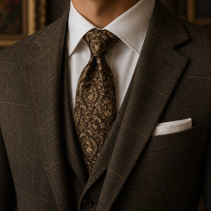 Elegantes dunkelbraunes und goldenes königliches W Krawatte