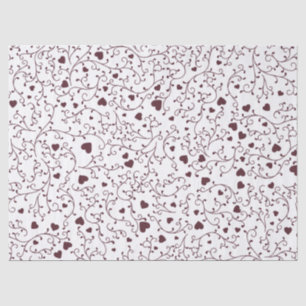 Elegantes dunkelburgunderrotes Herzranken-Filigran Seidenpapier