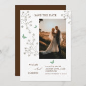 Elegantes Dunkelgoldenschmetterling-Foto Save The Date (Vorne/Hinten)