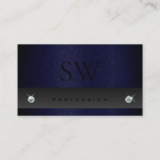 Elegantes Dunkelgrau-blaues Schlangenmuster mit Mo Visitenkarte (Vorderseite)