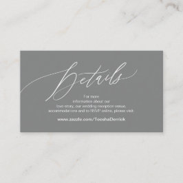Elegantes Dunkelgrau, Hochzeitdetails, Online-UAWG Begleitkarte