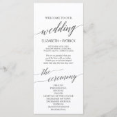 Elegantes Dunkelgrau-Kalligrafisches Hochzeitsprog Programm (Vorderseite)