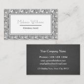 Elegantes Dunkelgrau-Leaf-Muster Stilvoll Visitenkarte (Vorne/Hinten)