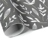 Elegantes dunkelgraues Blätter Botanisches Wrappin Geschenkpapier (Rolleneckpunkt)