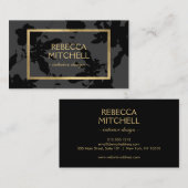 Elegantes dunkelgraues Blumenmuster mit goldenen A Visitenkarte (Vorne/Hinten)