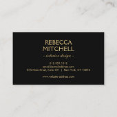 Elegantes dunkelgraues Blumenmuster mit goldenen A Visitenkarte (Rückseite)