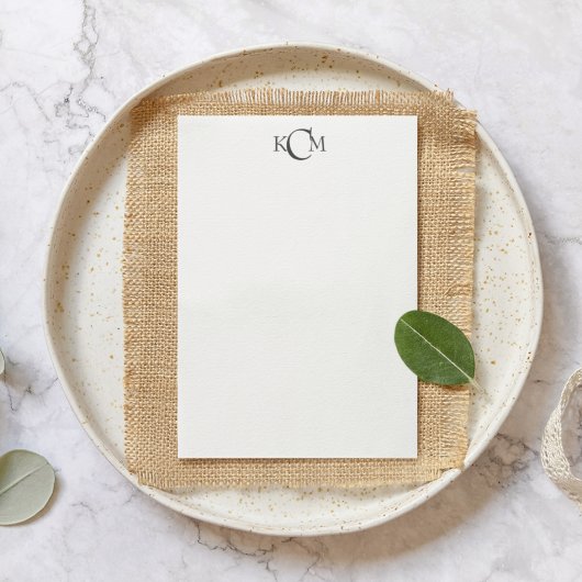 Elegantes dunkelgraues Minimalistisches Monogramm Mitteilungskarte