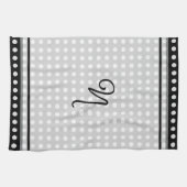 Elegantes dunkelgraues Rahmen-Schriftmonogramm Geschirrtuch (Horizontal)
