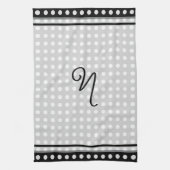 Elegantes dunkelgraues Rahmen-Schriftmonogramm Geschirrtuch (Vertikal)